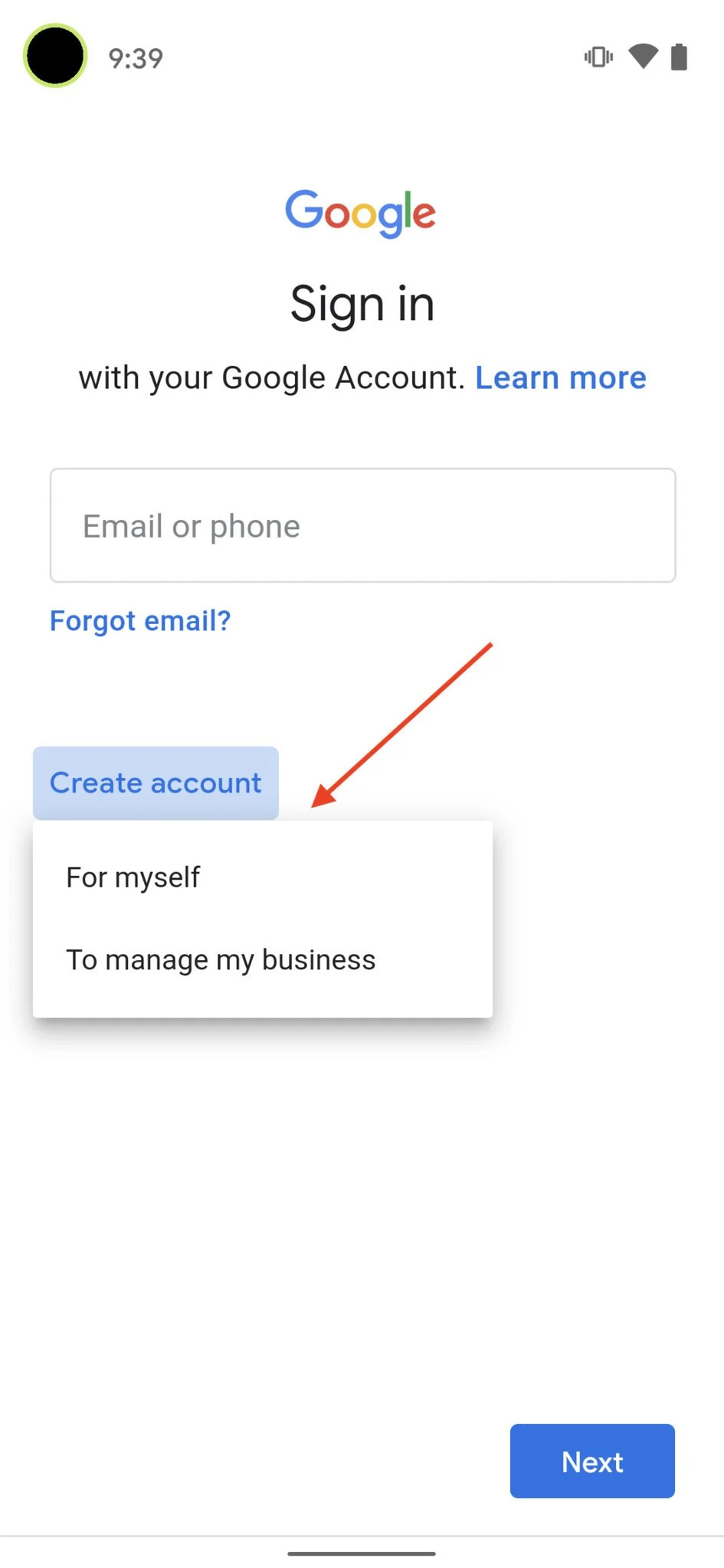 روی Create Account  تب کنید، سپس روی For My Self بزنید.