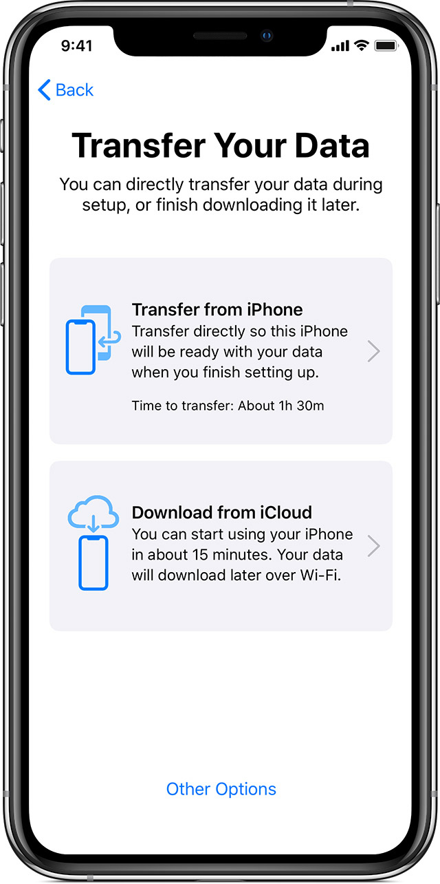 transfer data from iphone to new iphone